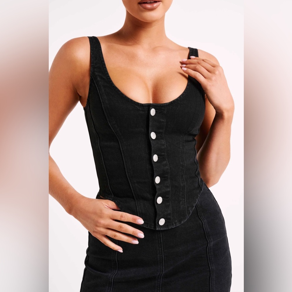 Meshki Black NWT Denim Corset Top